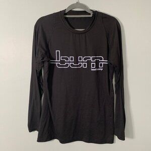 Burn Bootcamp long sleeve logo spellout stretch black pullover workout t-shirt
